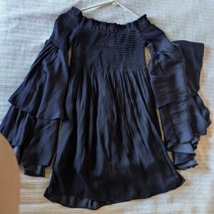Skylar + Madison Navy Blue Ruffled Off-Shoulder Dress